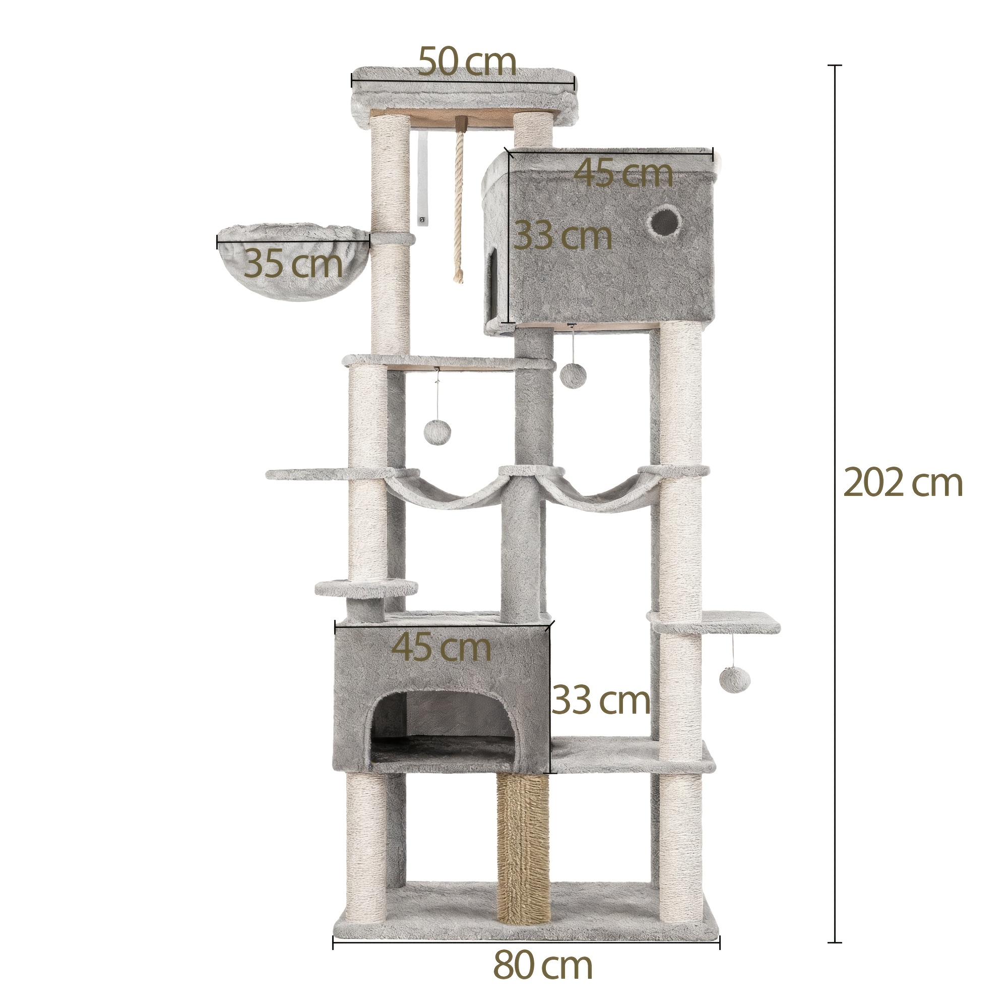 Cat Tree | 3d Climbing Structure, Large Platform Hammock Combination, Panoramic Cat Rest And Play Castle