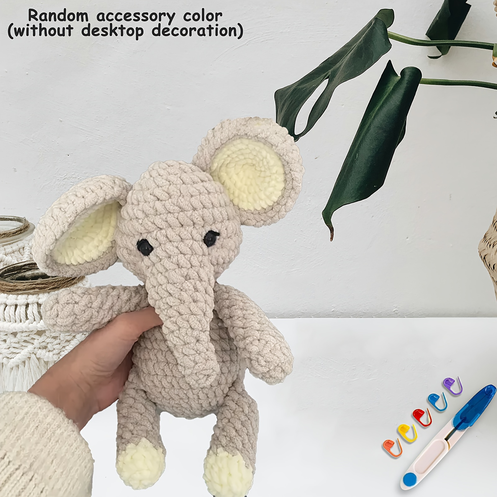 

Elephant Amigurumi Crochet Kit For Beginners, Soft Fabric Material, Crafting Set, With English Tutorial Pdf, For Adults, Ideal Gift For Crochet Starters