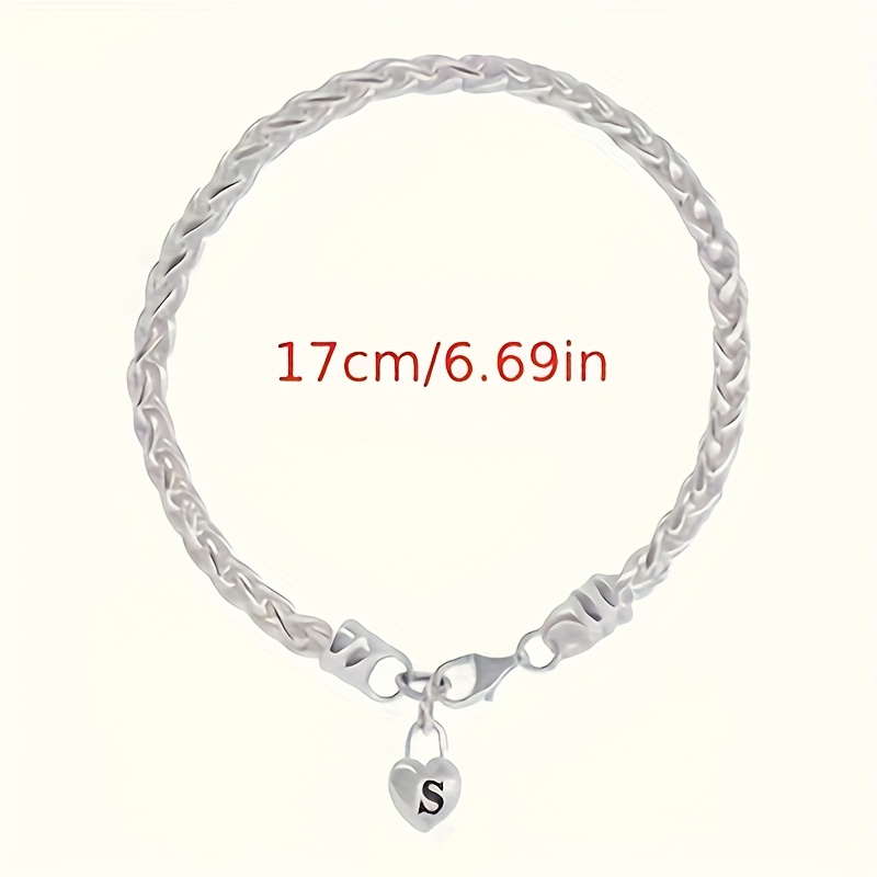 925 Silver Love Lock Pendant Bracelet
