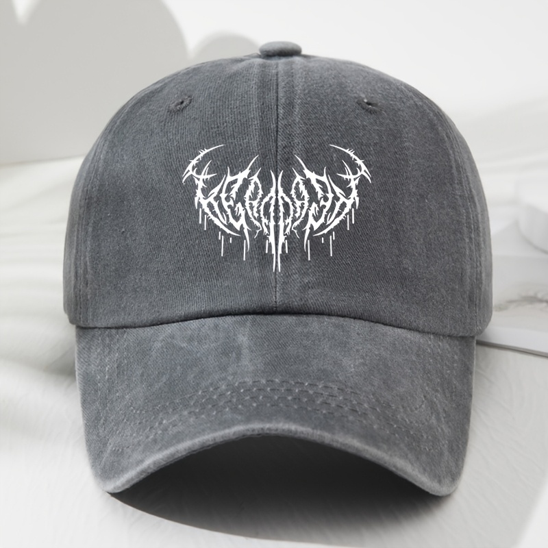 TEMU Women's Vintage Baseball Cap, Thistle Wing Print Soft Crown Curved Brim Duckbill Hat, Dark Gothic Style, Trendy Dad Hat, Spring Summer Unisex