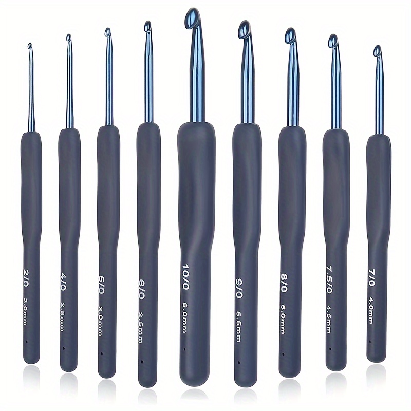 

9-piece Crochet Hook Set - Ergonomic Handle Non-slip Metal Crochet Needles For Beginners, 2.0mm To 6.0mm, All Season Crafting Tools