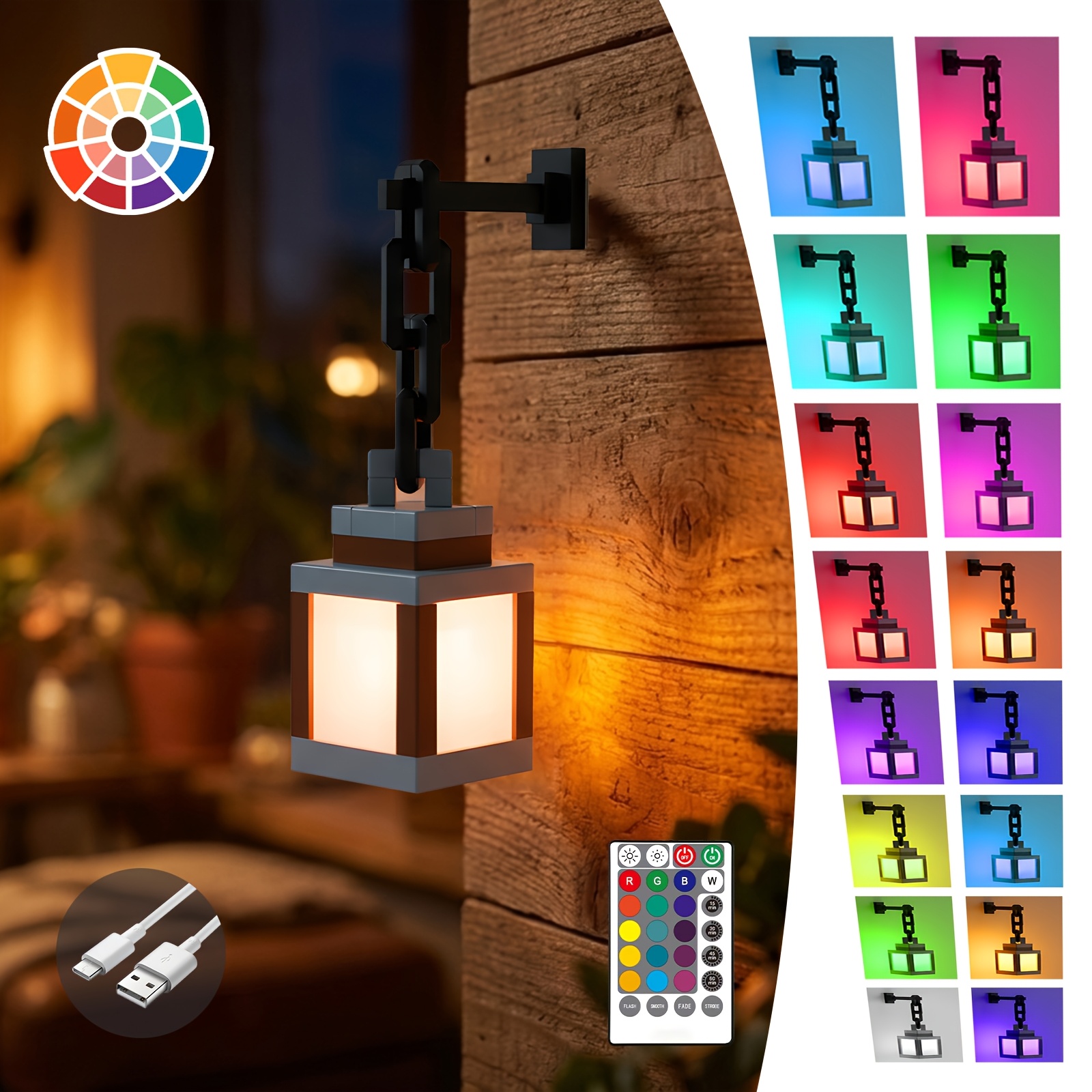 Smart Pixel Lamp with 16 Colors and Remote Control