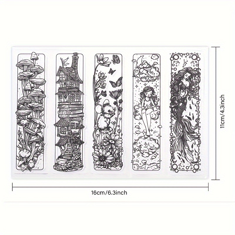 Image of 1pc Tale Bookmark Transparent Stamp Mermaid Bookmark Label Transparent Stamp Mushroom Bookmark Transparent Transparent Stamp Seal Diary Album Craft