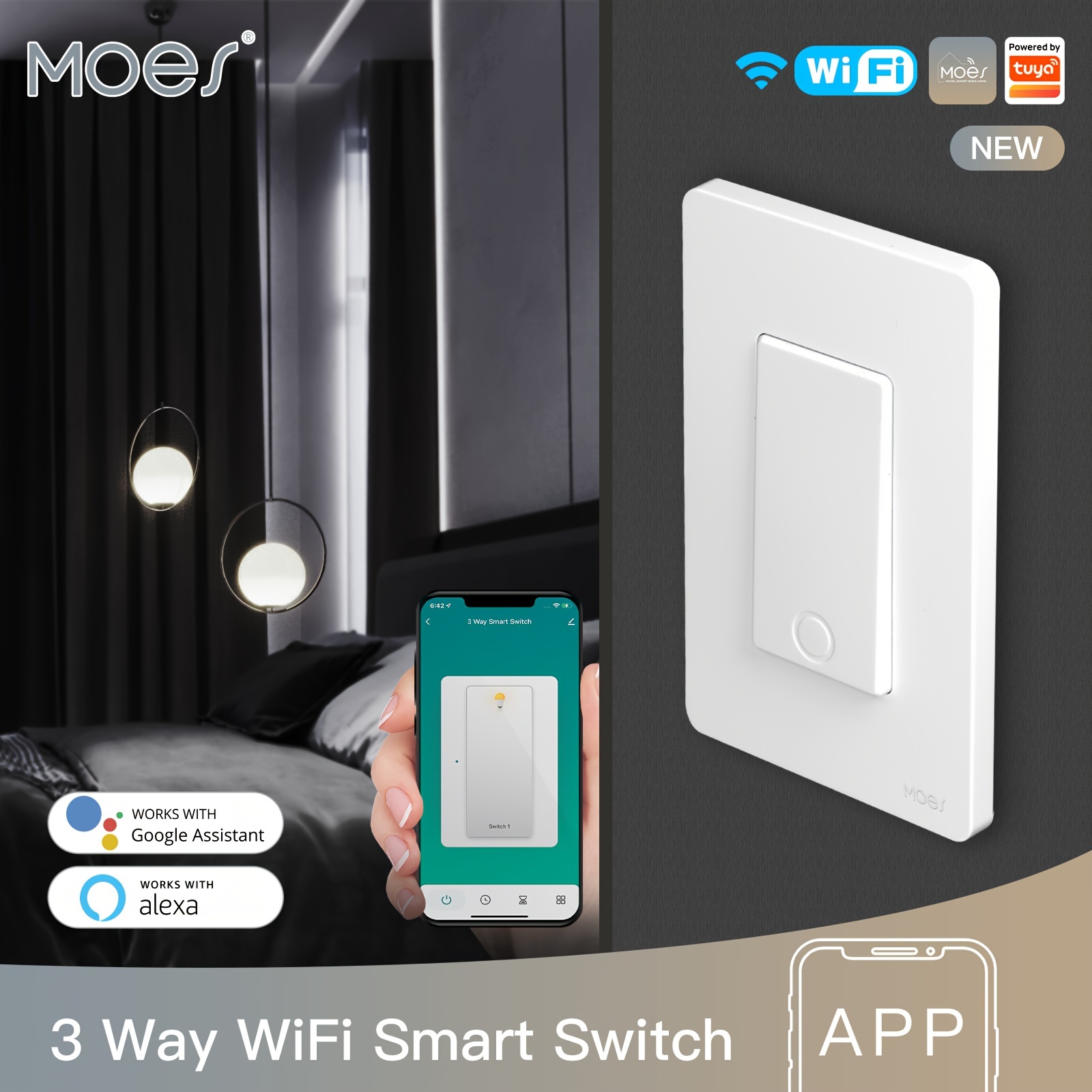 

Moes Wifi Star Ring Series Switch Smart Wifi 3 Way/single Pole Push Button Light Control Voice Control By Alexa Google Home