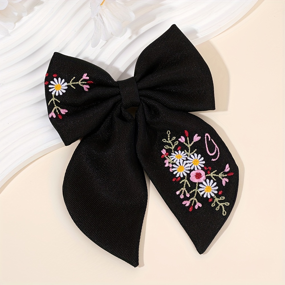 

Handmade Floral Bow Hair Clip For Girls - Black, Fall/ & Gifts