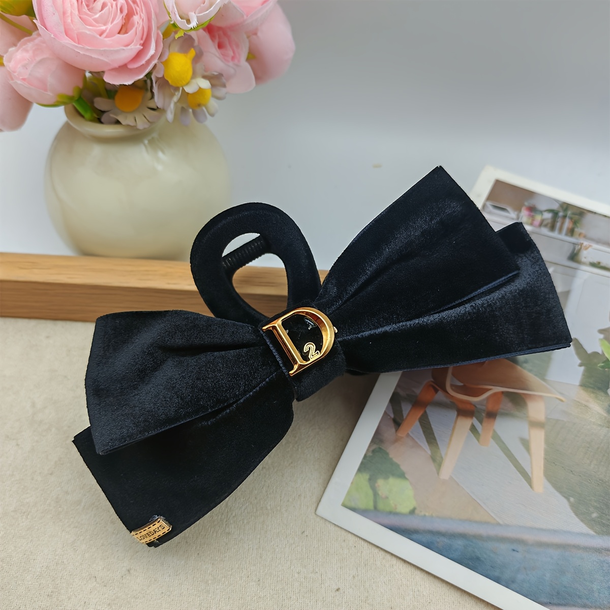 Red Velvet Large Bow Claw Clip, High-end Feel, Back-of-head Updo Hair Clip, Shark Clip