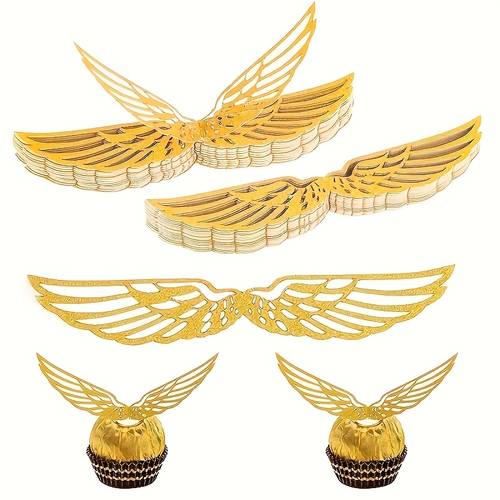 40 stück goldene flügel-dekorationen, hohl geschnittene fliegende flügel-verzierungen, metallische party-tischdekor-zubehörteile für geburtstag, hochzeit, jubiläum feierbedarf