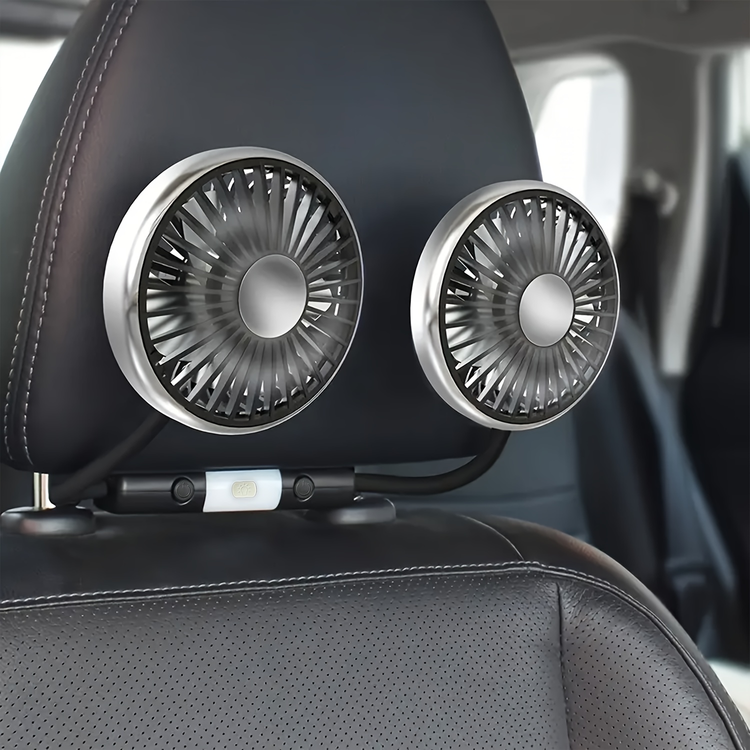   dual head car fan with adjustable angle     installation usb powered no battery needed   all seats details 9