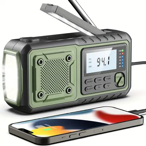 emergency hand crank weather radio 5000mah solar powered hand crank portable am fm battery powered radio with flashlight weather alert sos alert and reading light family gift