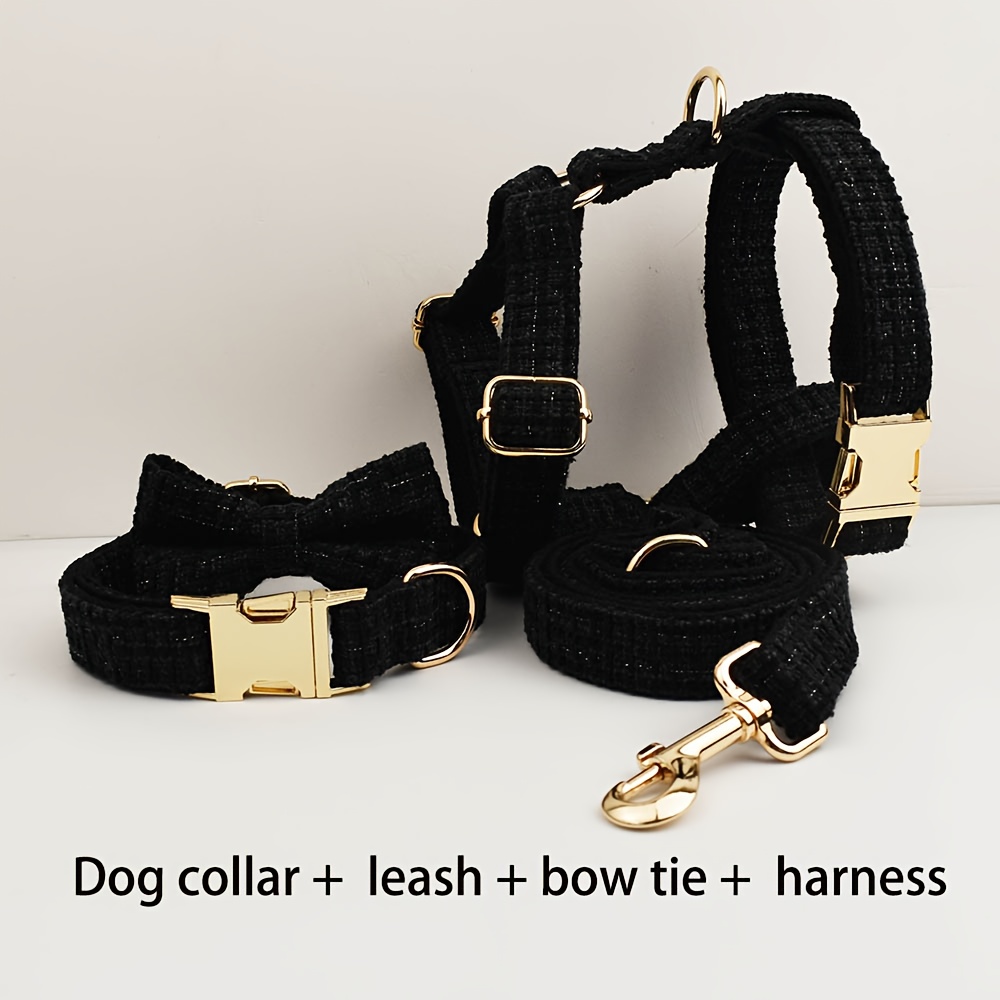 TEMU Of 2pcs/4pcs Options , Custom-designed Dog Collars, Leashes, Belts, And Bowtie Pet Additions, Free Engraving For Personalized Dog Collars, And
