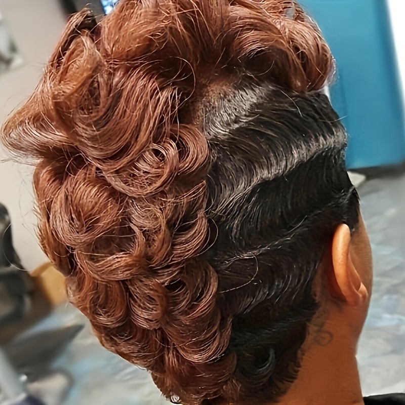 TEMU Synthetic Curly Wigs For Women 2 Tones Hairstyles For Women Afro Curly Hairstyles For Women Synthetic Short Curly Hair Christmas Day Wig