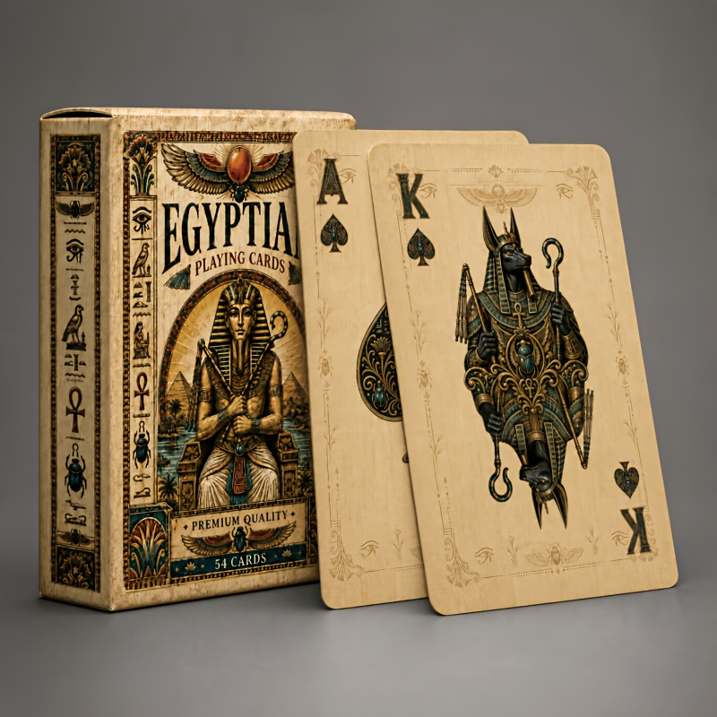 TEMU Carte da gioco a tema in stile egiziano, design unico da vintage, 54 carte con diverse illustrazioni a tema , carta patinata gamma, qualit� di