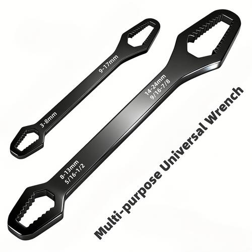 imagen del artículo 2 piezas torx multifunción negras ( y pequeña) - llave ajustable de con tamaños de 3-17mm y 8-24mm, diseño de 5mm de grosor y mango portátil, ideal para reparaciones automotrices y proyectos diy en el hogar