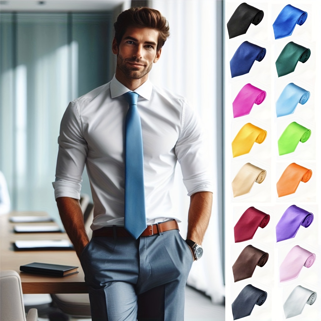 

1pc Plain Color Wide Tie, For Business Work Wedding, Father's Day Valentine's Day Festival Gift