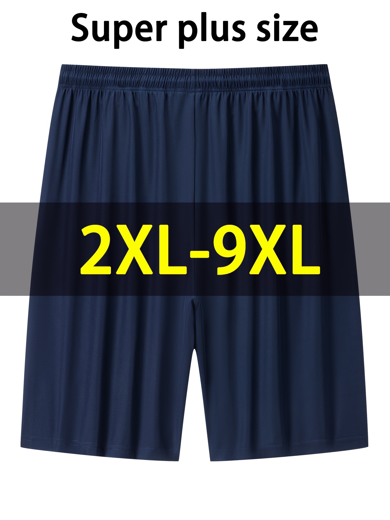 Men'S Plus Size Lightweight Summer Shorts - Stretchy, Breathable Fabric with Zipper Pockets, Casual Style, Solid Color, Sizes 2XL-9XL, PLUS SIZ