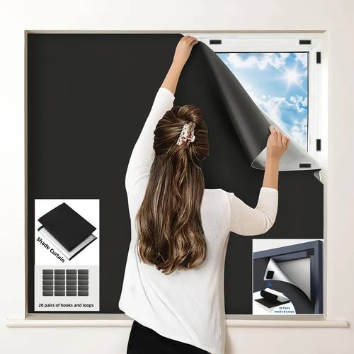 1pc self blackout curtain for home use window sizes suitable for windows bedrooms rooms and dormitories completely light blocking no drilling required removable and washable
