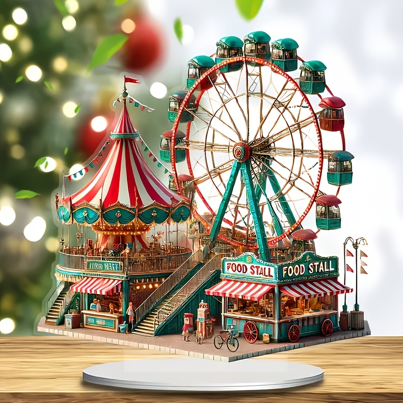 

2d Flat, 2d Acrylic Double-sided Amusement Park Christmas Decoration 1pc, Wheel Flat Decoration - Decorative Crafts, Gift For Home, Office, Bedroom, Cafe -