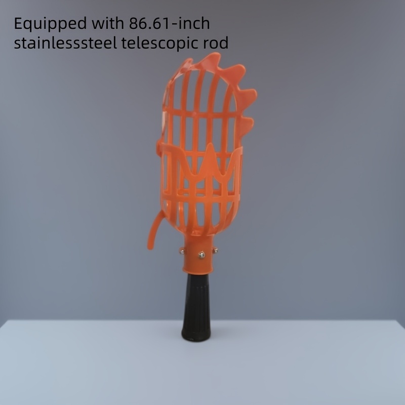 TEMU Heavy-duty Telescoping Fruit Picker With 86.61" Stainless Steel Pole - Ergonomic Handle, Ideal For Picking Dates, Mulberries, , And Peaches -