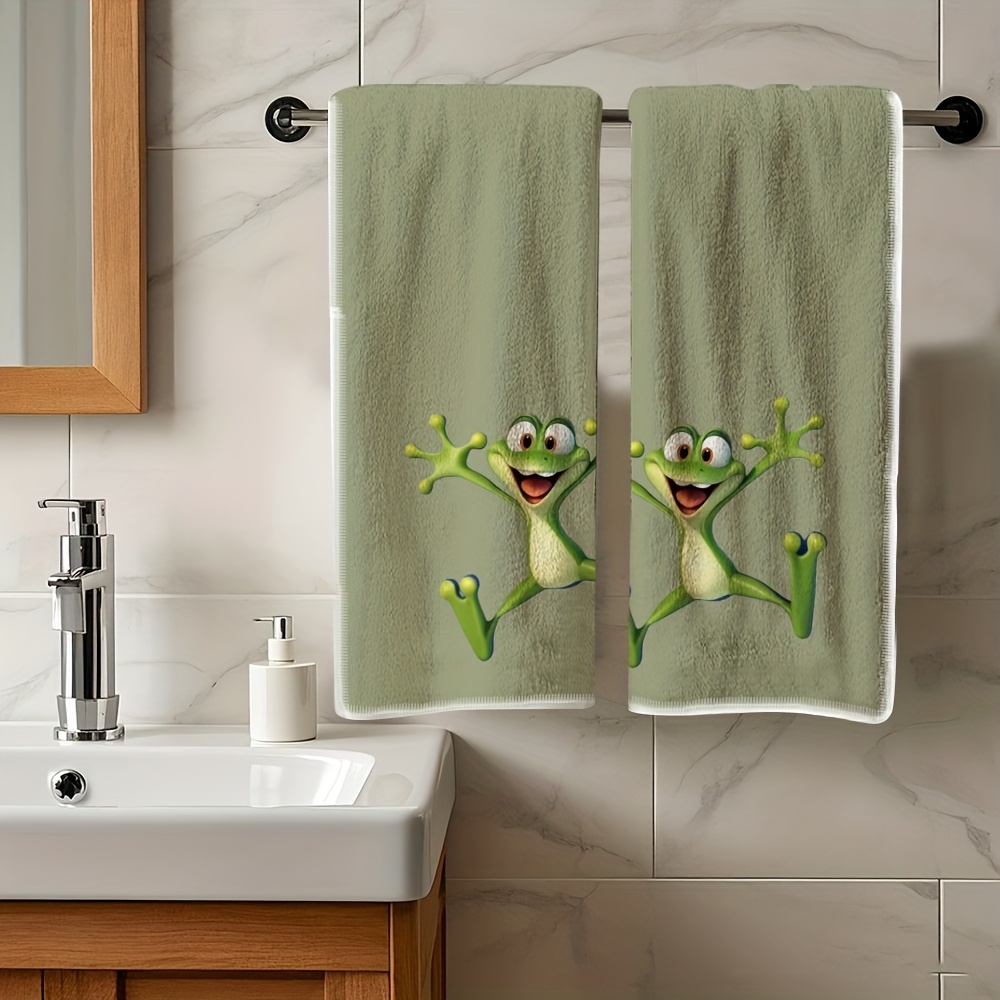 E-shop 2er-Set hochwertige Handtücher mit einem wunderschönen Design, das sich um einen springenden Cartoon- dreht. als Weihnachtsgeschenke, für den