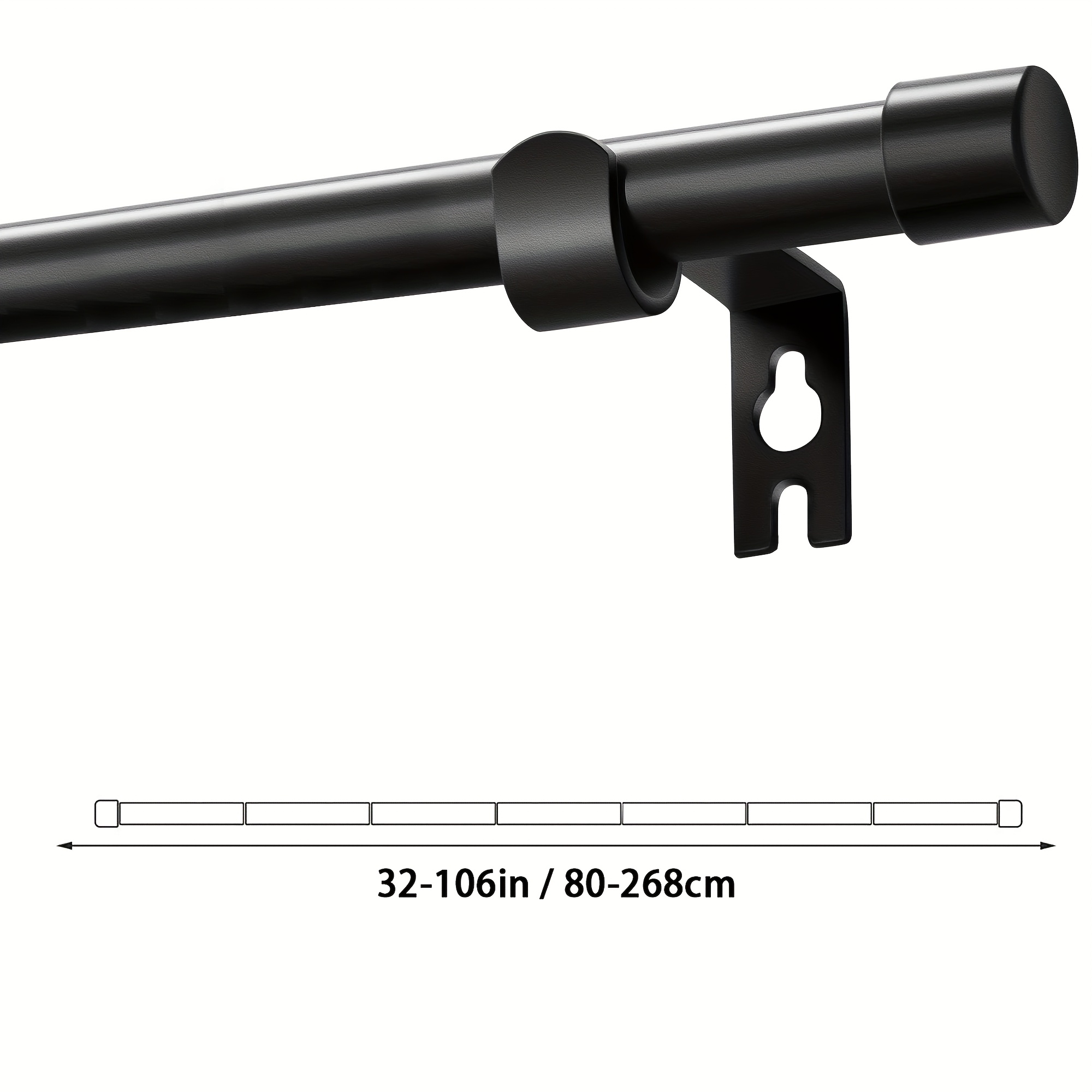 Curtain Rods For Windows 32 To 120 Inch, 1 Inch Small Curtain Rod Set With Brackets, Black