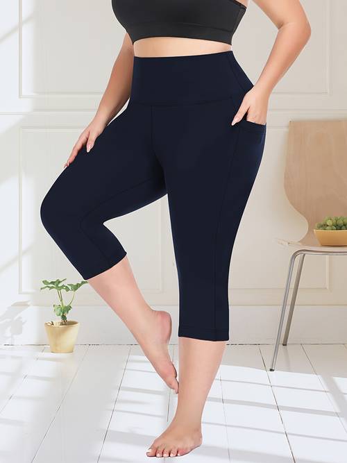 plus size plus size high waisted side pocket cropped leggings
