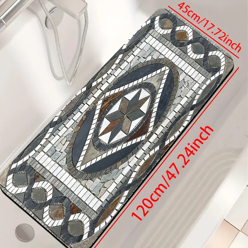 1pc diatomaceous earth bathroom non slip mat classic geometric pattern stone printed design quick drying non slip absorbent floor mat soft and comfortable suitable for bathrooms showers laundry rooms bedrooms door mats kitchen floor mats rv bathrooms Product details 5