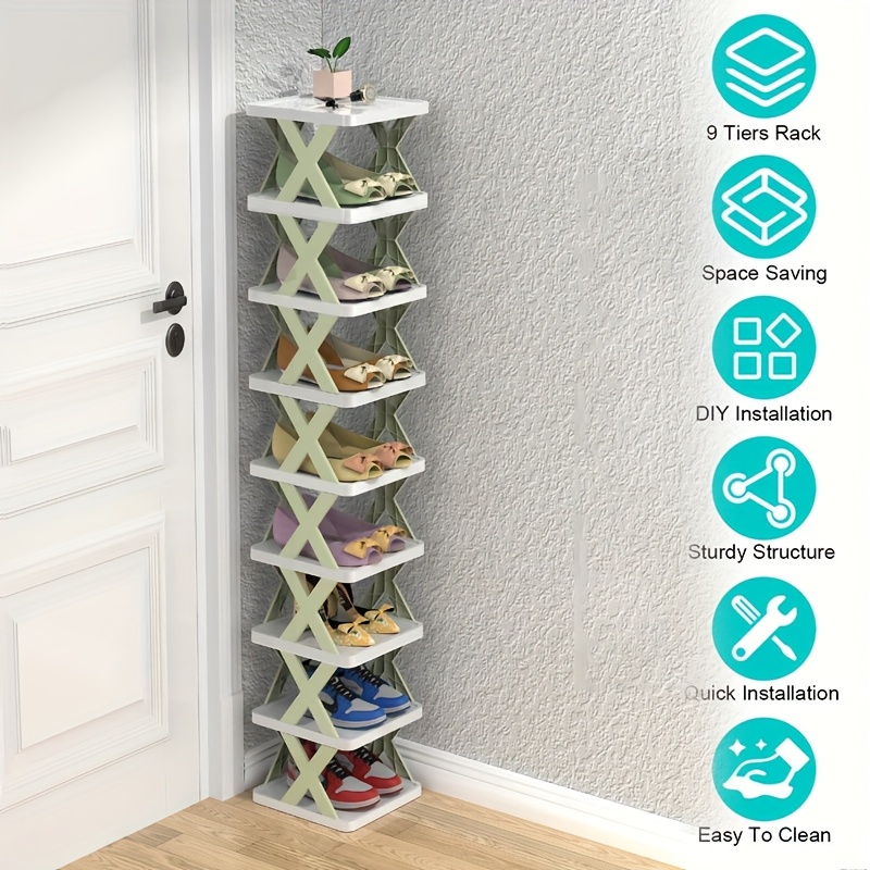tier space saving vertical shoe rack stackable plastic Temu