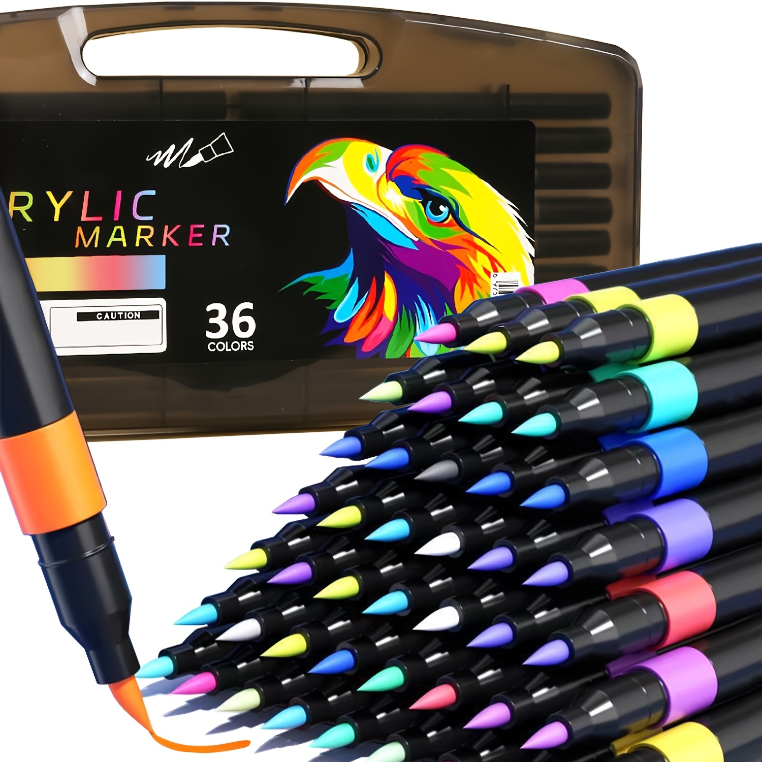 Image of 36- Acrylic Marker Pens With & Fine Point - Suitable For Scrapbooking, Ceramics, Glass, Wood, Canvas Painting - Water-based Ink For Multi- Art Supplies, Compatible For Paper, Stone, Fabric Crafts Gift
