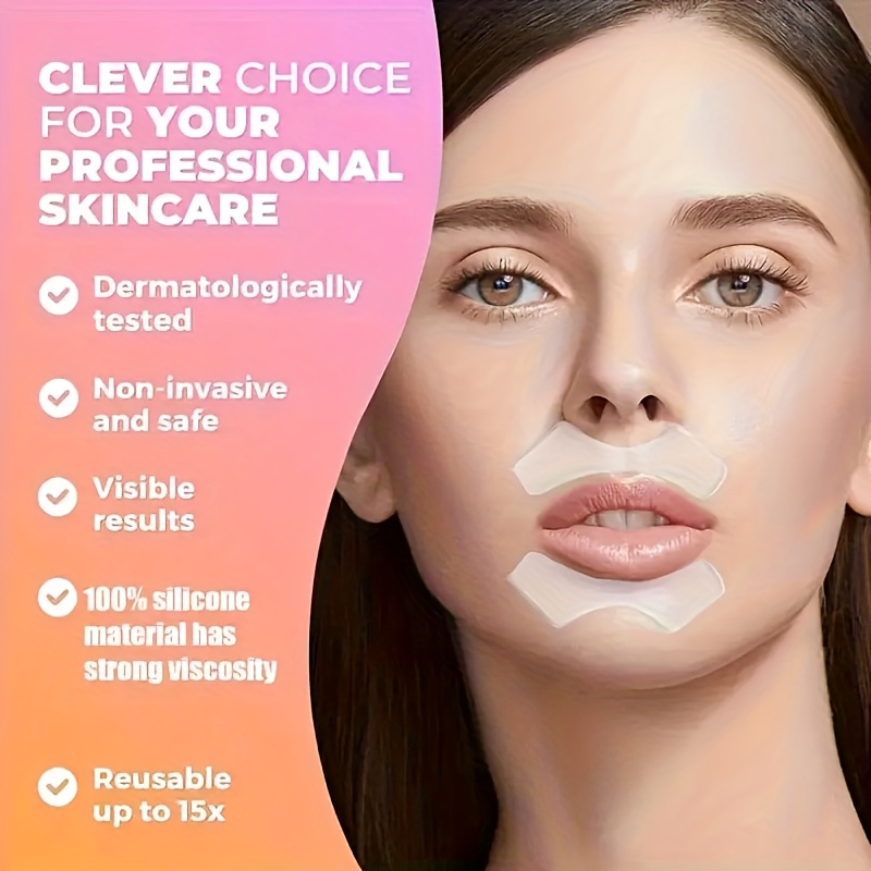 2pcs Face Lift Tape Reusable Lip Patches Hypoallergenic, Transparent Face Lifting Stickers