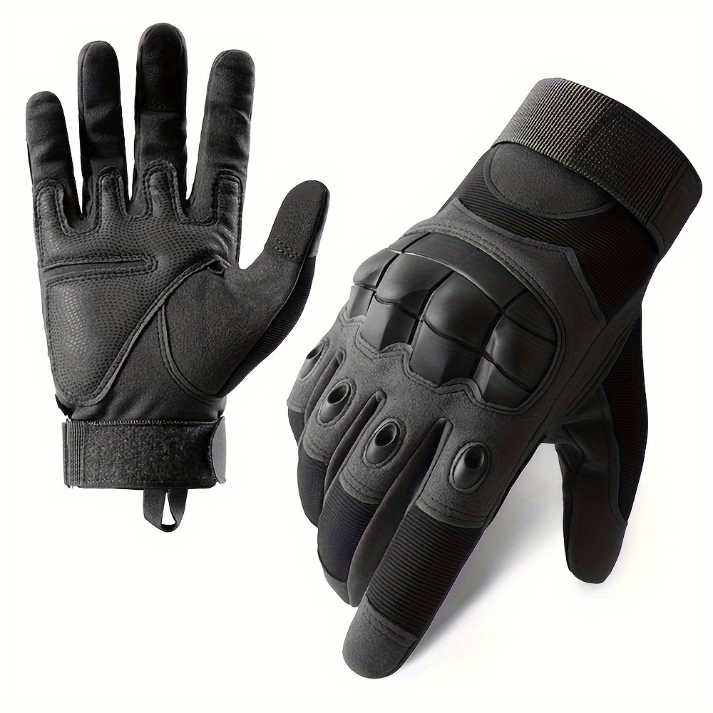 

2pcs/set Tactical Full Finger Gloves, Anti-slip Racing Gear, Polyamide Fabric With Woven Construction, Hand Washable With Hook-and-loop Closure