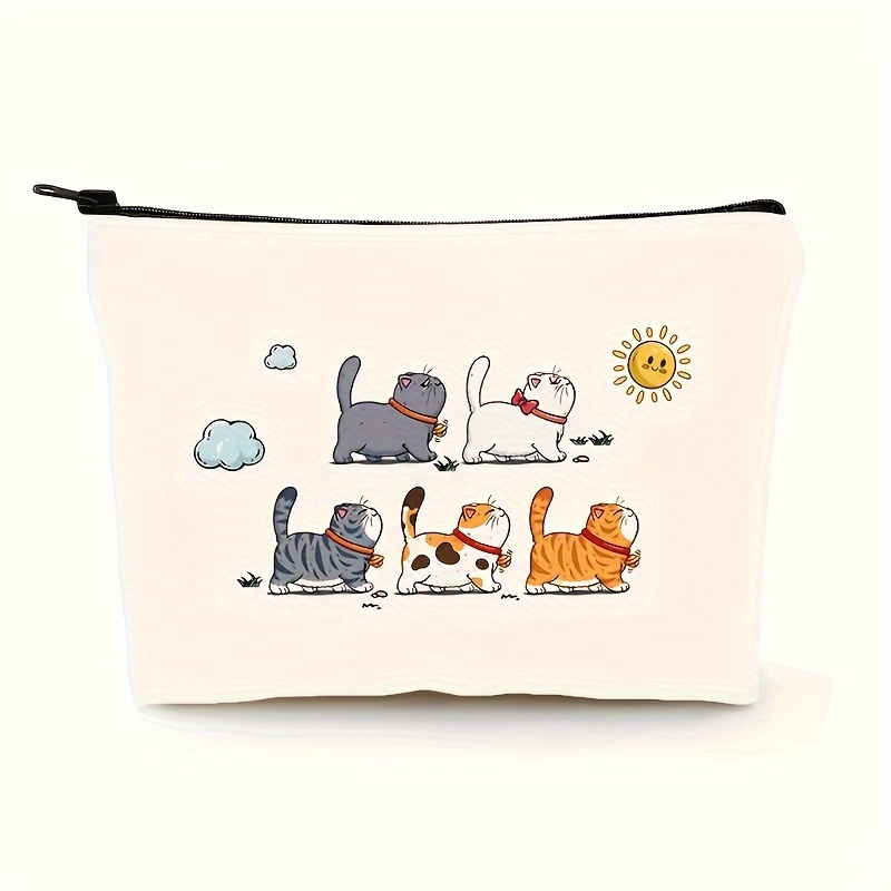 

Chubby Cats Pattern Cosmetic Bag Makeup Bag, Zipper Pouch, Lightweight Makeup Organizer For Travel Essentials, For Men And Women