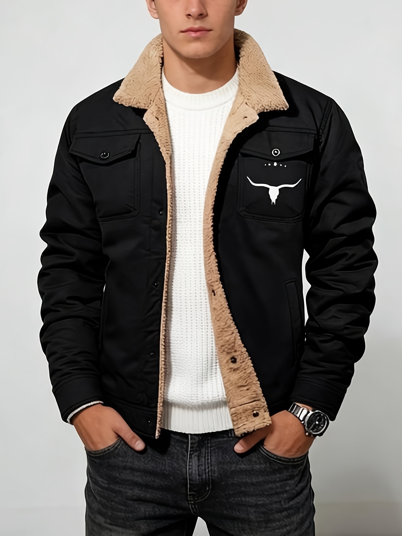 2026   mens outdoor casual autumn winter thickened warm workwear style jacket simple outfit comfortable lined mens jacket for autumn winter