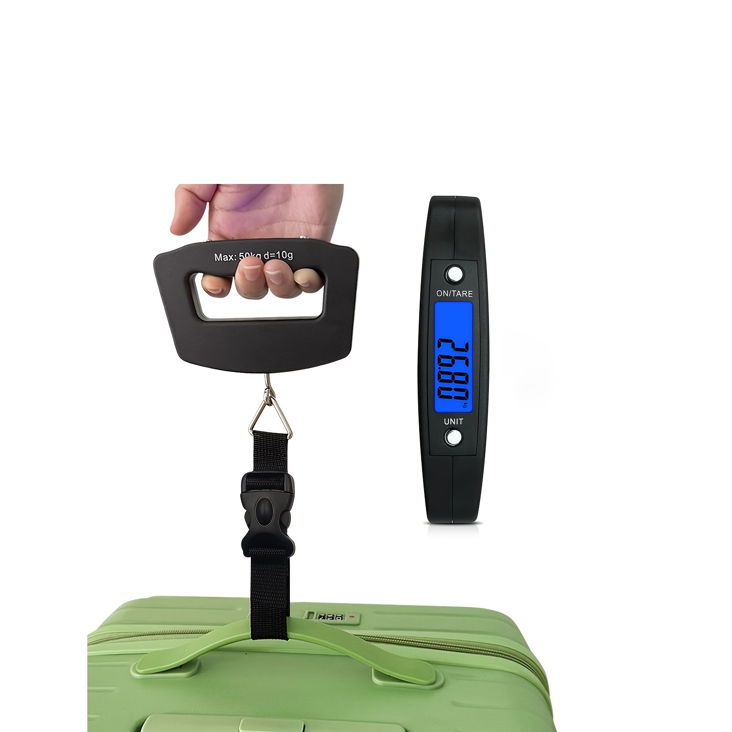 TEMU 1pc 110 Lbs/50 Kg Precision Digital Hand Luggage Scale - Compact Portable Travel Scale Hanging Scale, Quick Weighing Scale With Backlit Lcd