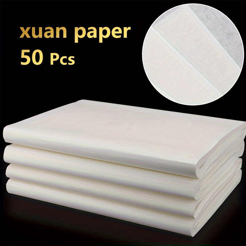 

50 Sheets Of Semi-cooked Rice Paper For Calligraphy And Traditional Chinese Painting, Suitable For Beginners To Practice Brush Writing
