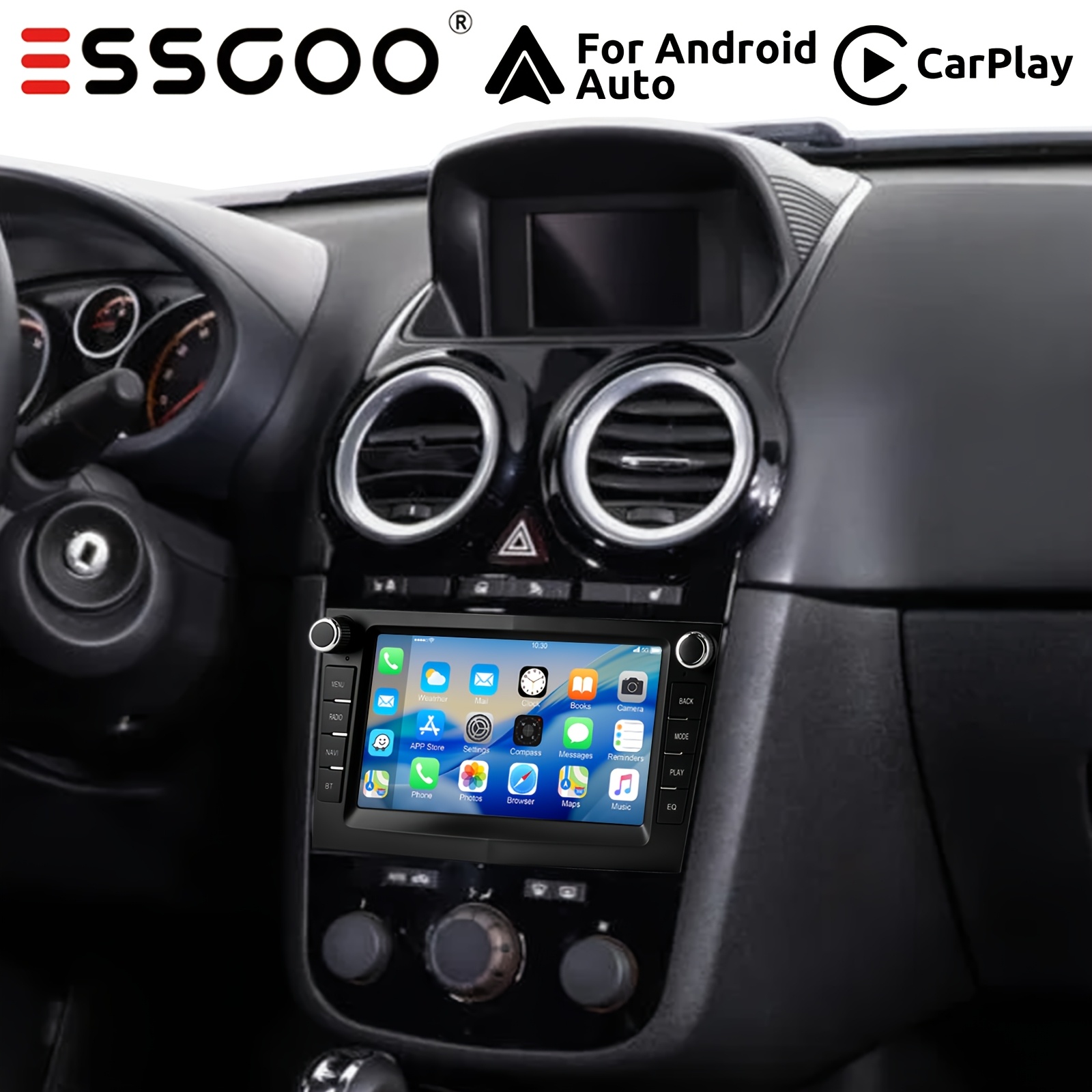 Essgoo 4+64 14 Car Stereo Designed For Vectra, B, H, And , Featuring Carplay And Auto, A 7-inch Hd-ips Touchscreen Multimedia Player With Usb, Fm, Wi-fi, , And Rds Radio