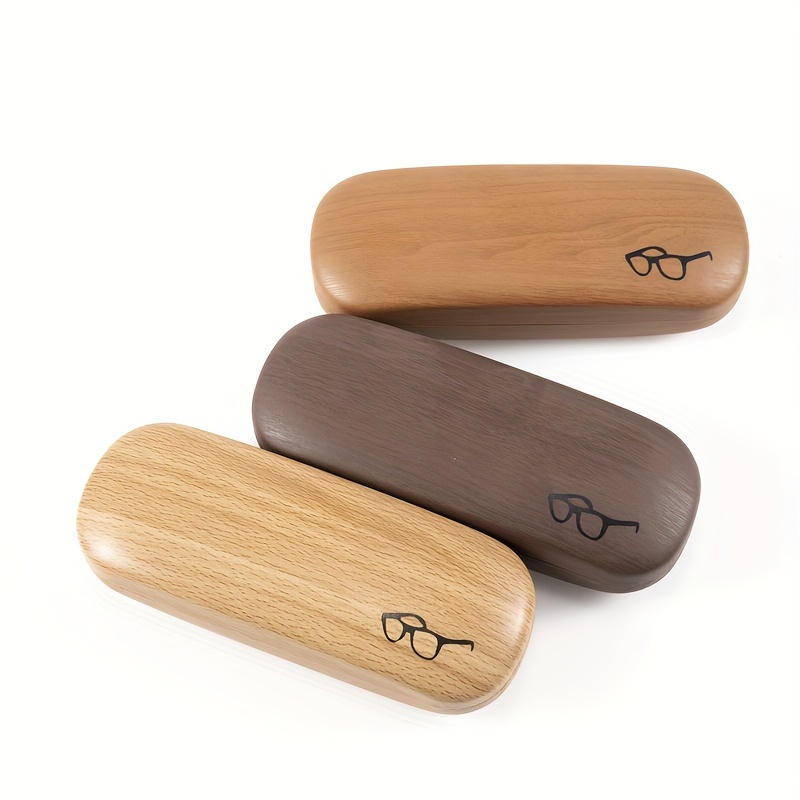 TEMU 3-pack Unisex Hard Shell Eyeglass Cases, Wood Grain Iron Glasses Protection Cases For Various Occasions