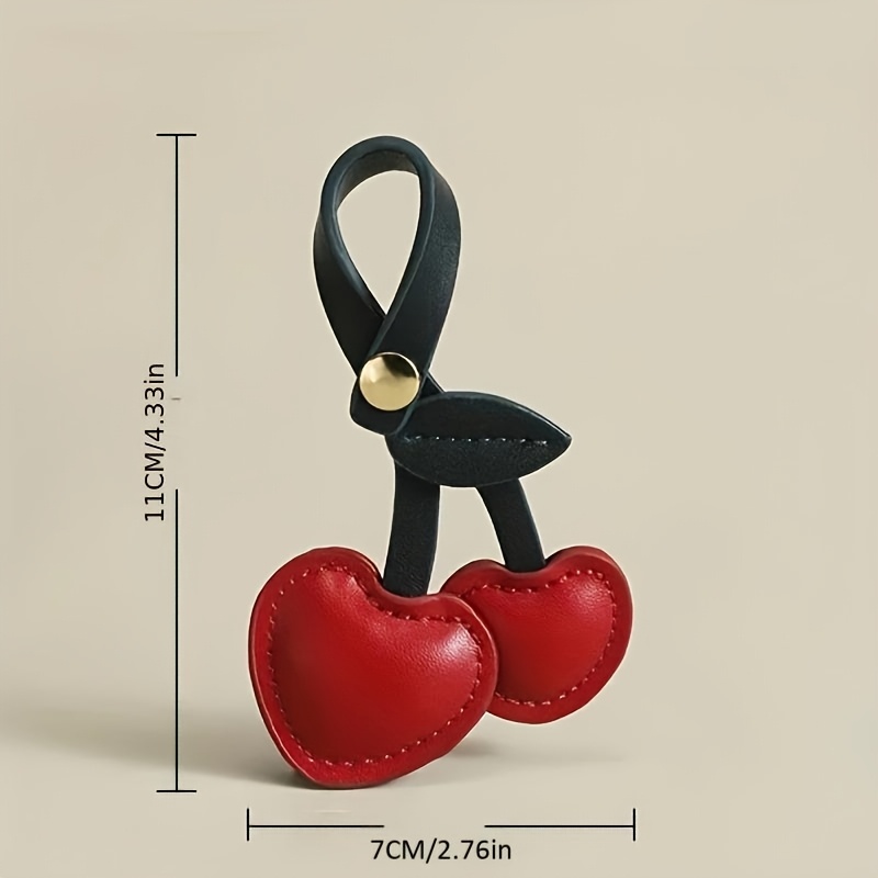 1pc Premium Faux Leather Cherry-shaped Decorative Pendant, Bag Accessory Pendant, Backpack Ornament