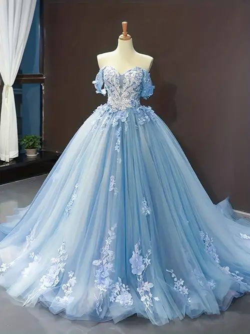 Women's Off-Shoulder Wedding Dress with 3D Floral & Lace Embellishments - Mermaid Train Gown, Fitted Bodice & Asymmetrical Puffed Skirt, Strapless A-Line Wedding Party Dress for Bride, Prom, Special ... Women's Off-Shoulder Wedding Dress with 3D Floral & Lace Embellishments - Mermaid Train Gown, Fitted Bodice & Asymmetrical Puffed Skirt, Strapless A-Line Wedding Party Dress for Bride, Prom, Special ...