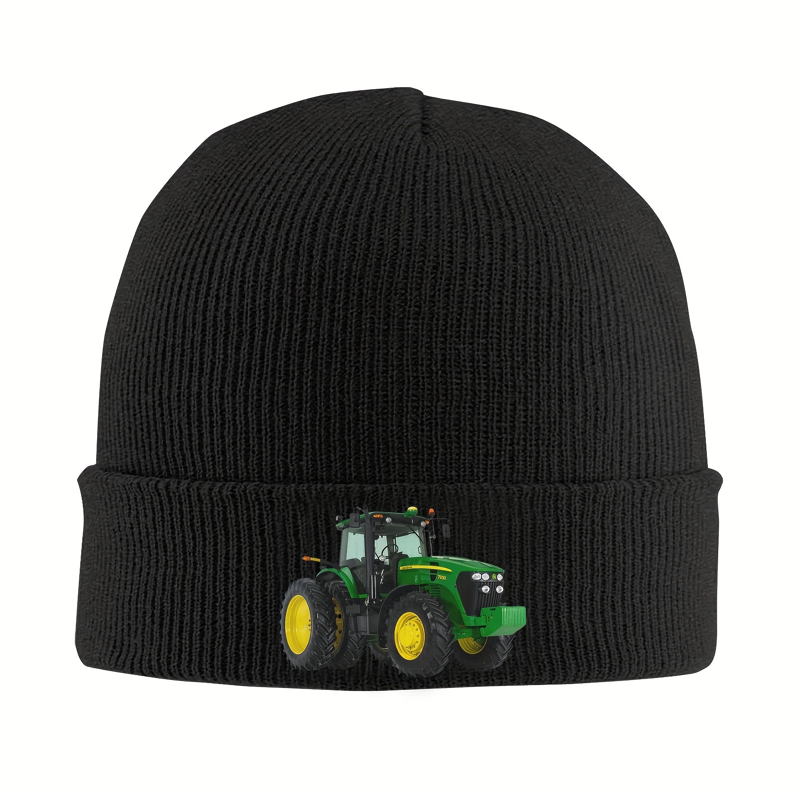 

1pc Farm Tractor Beanie - Warm, Acrylic Knit Hat With Green & , Autumn & Winter Sports, Sports Beanie|funky Knit Hat| Beanie