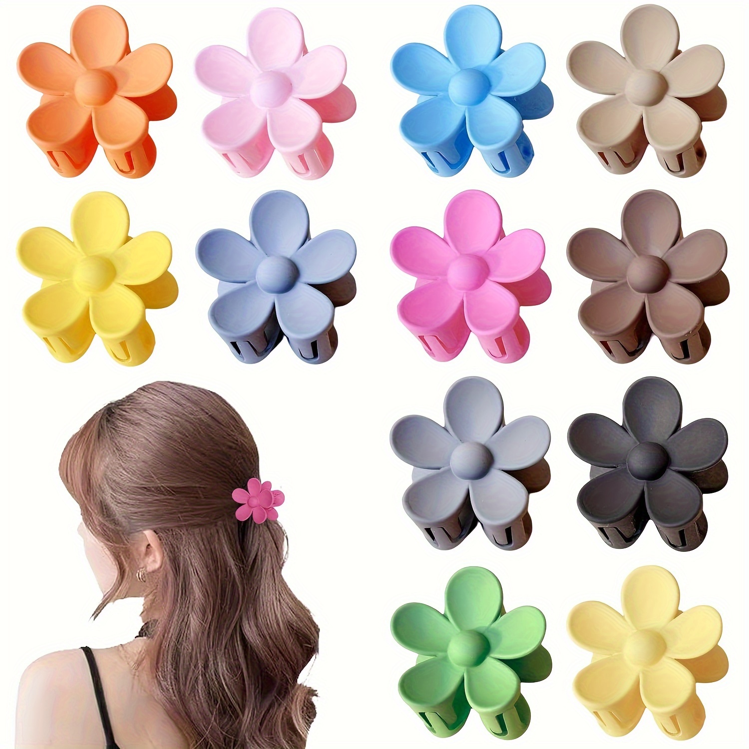 

12pcs Small Flower Hair Claw Clips For Women Girls, Cute Flower Hair Clips For Women Thin/medium Thick Hair, 1.58 Inch Mini Flower Claw Clips Non Slip Matte Tiny Hair Claw Clips