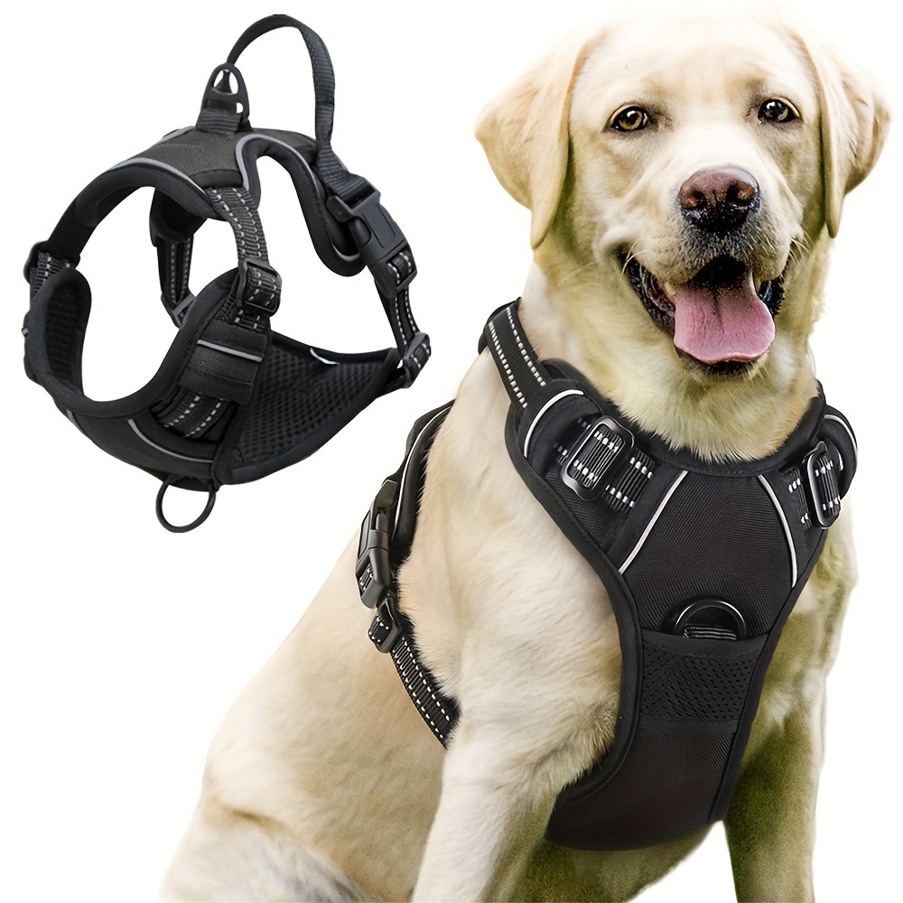 

1pc Dog Harness No-pull Service Vest With Reflective Adjustable Soft Padded Comfortable For Outdoor Easy Walking For Pets