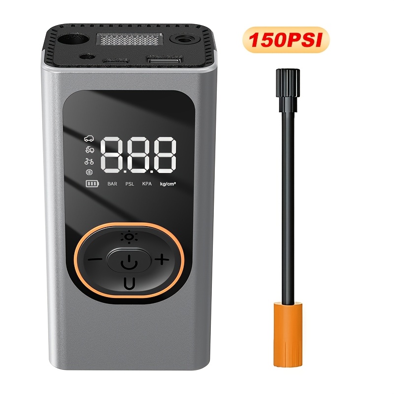 TEMU Compressore d'aria portatile - Pompa per gonfiaggio pneumatici PSI, batteria al litio da 4000mAh con digitale per pressione pneumatici a luce