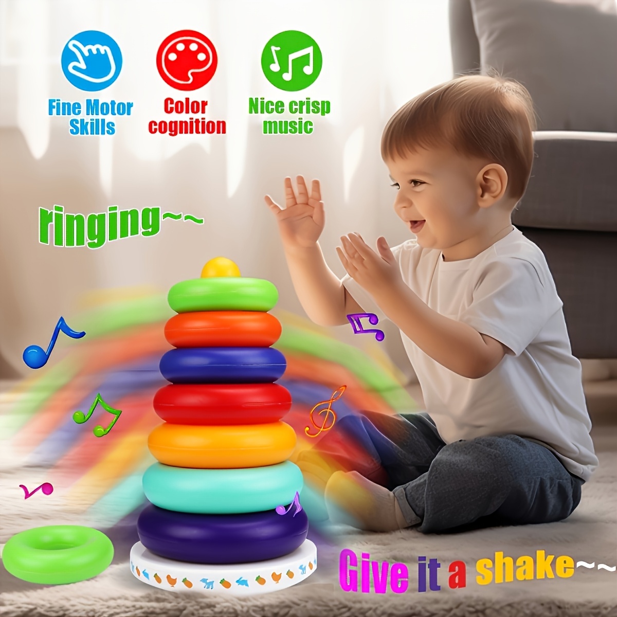 Rainbow Stacking Blocks Sensory Toy for Educational Play
