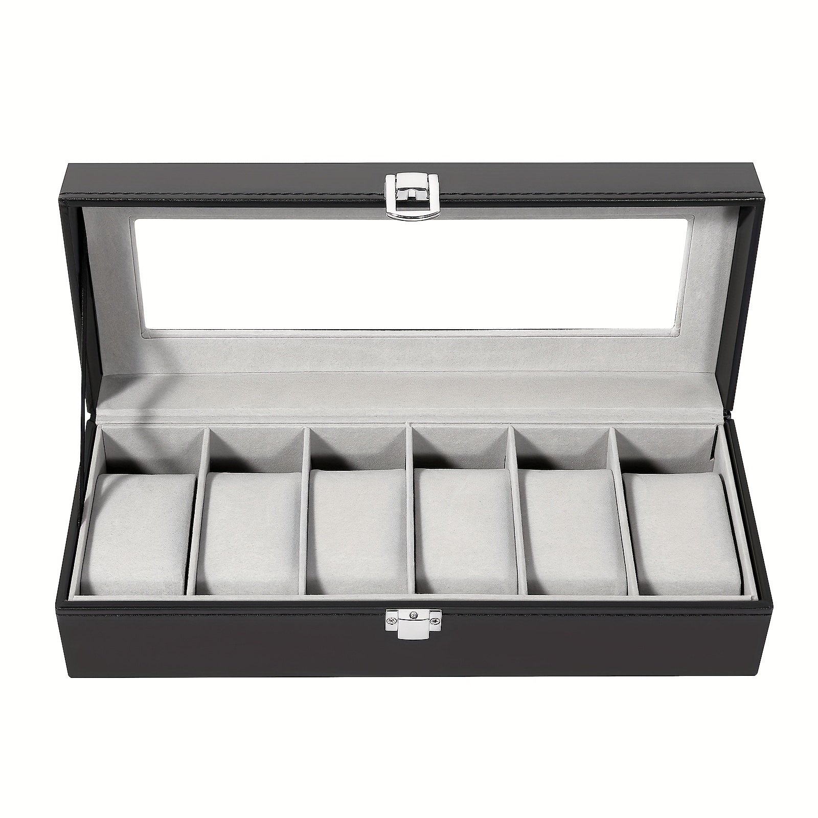 TEMU Watch Box 6 Slots Watch Case Watch Box Organizer Jewelry Storage With Large Glass Lid Watch Display Case Watch Box For Decorative Jewelry TEMU Watch Box 6 Slots Watch Case Watch Box Organizer Jewelry Storage With Large Glass Lid Watch Display Case Watch Box For Decorative Jewelry