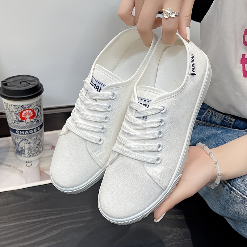 TEMU Women's Low Top Lace-up Footwear, Round Toe Flat Sneakers For Relax Daily Wear, Women Shoes
