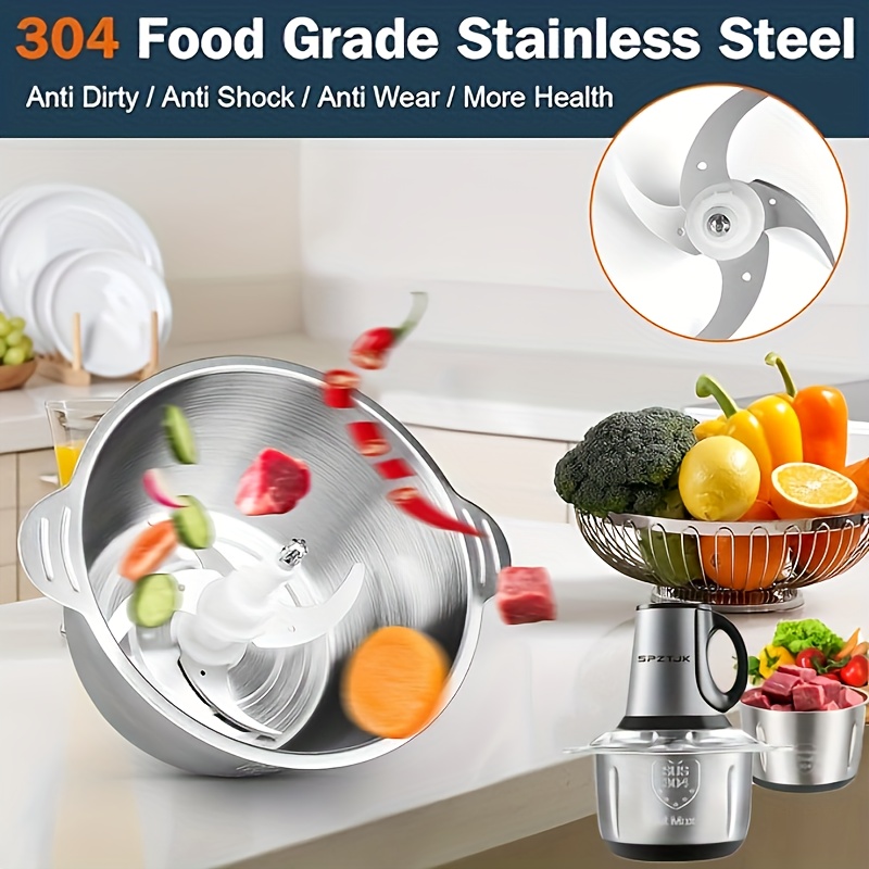 food chopper with 2 bowl and 2 blades   break   of foods meats salads nuts food processor electric 3l meat grinder mincer for kitchen meat grinder electric vegetable chopper garlic press crusher masher Product details 7