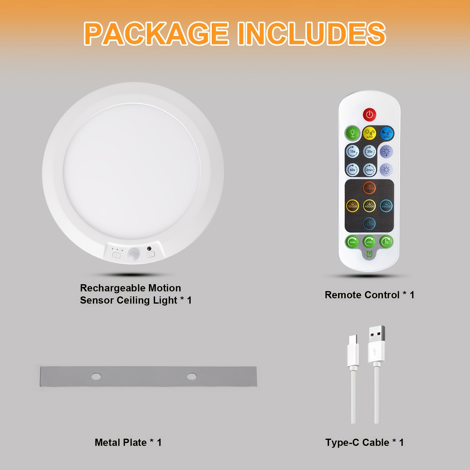 Smart LED Motion Sensor Ceiling Light with Adjustable Color Temperature