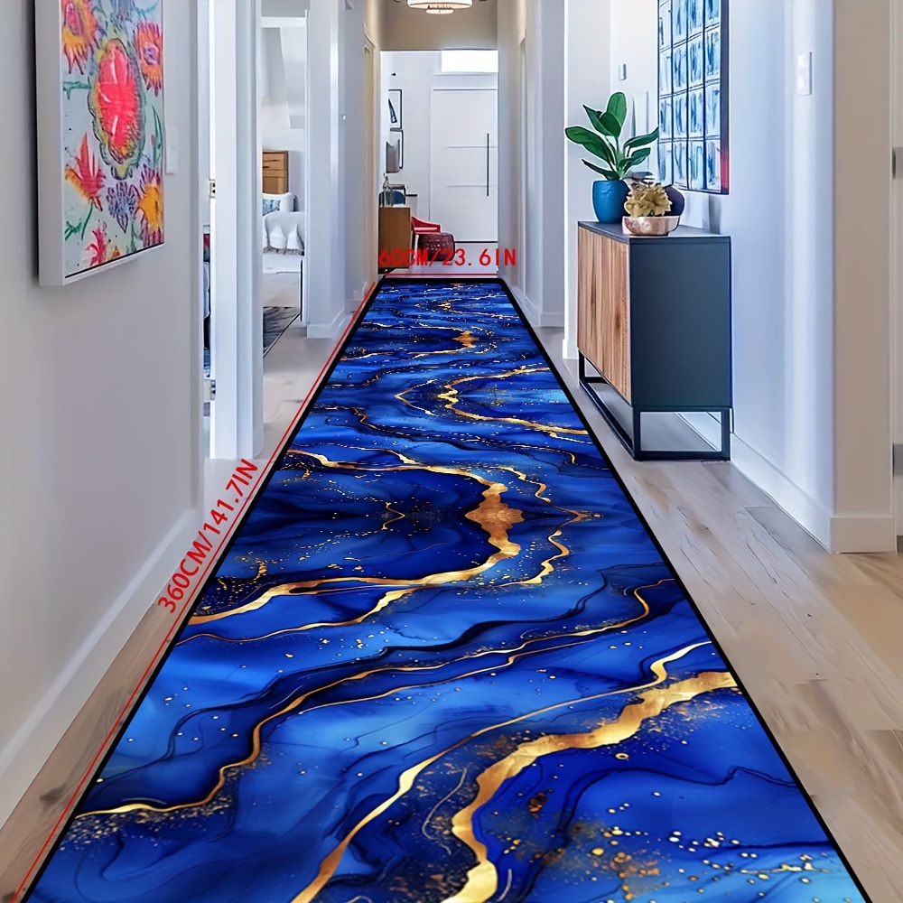 Image of Golden Diamond Velvet 1pc Abstract Art Mat, Golden Luxury Decoration Living Room Mat, Soft And Comfortable Leisure Running Mat, Non-slip Machine Washable Kitchen Floor Mat