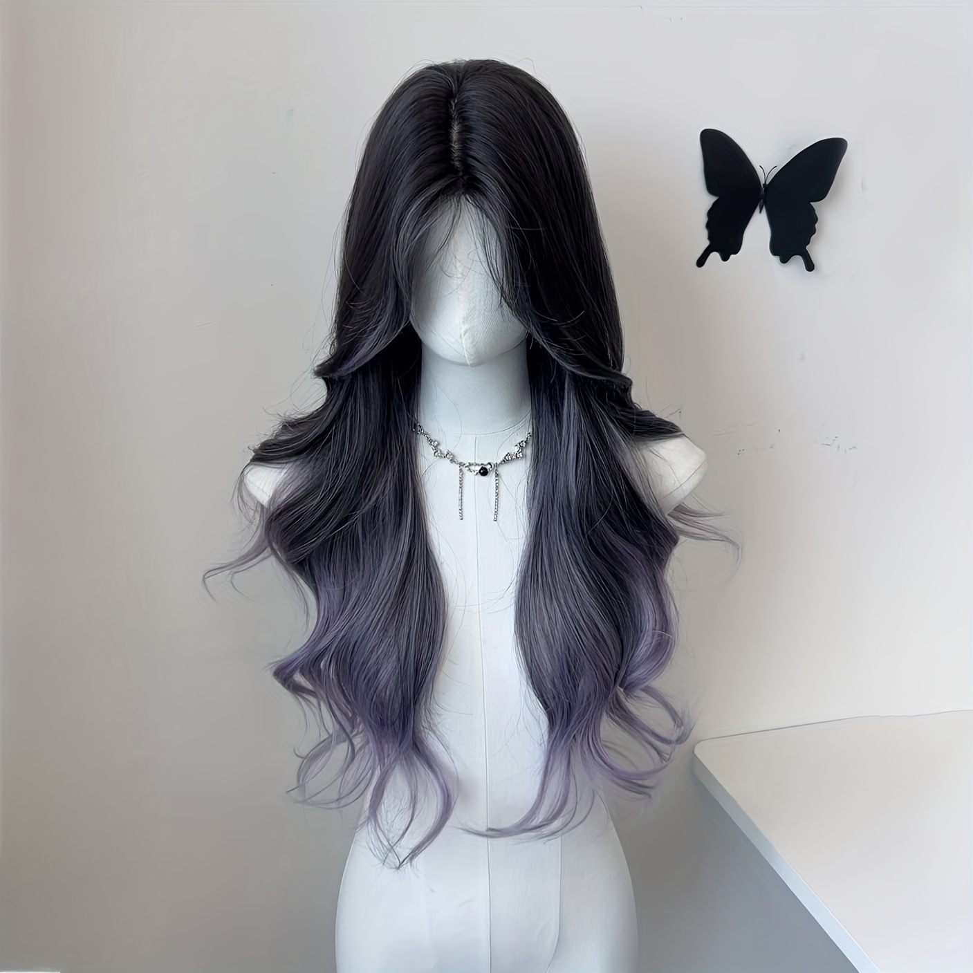 TEMU 1 pièce Perruque Femme 26 Pouces, Longue Ondulée Dégradé Violet, Volumineuse et Polyvalente, Idéale pour Noël, Halloween, , Fêtes, Tendance et