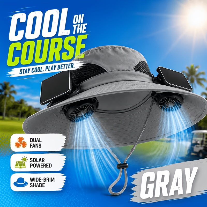 Cooling Fan Hat For Summer Outdoor Use, Brim Sun Hat With 2 Fans, Adjustable Speed Breathable Hat For Men Women, Gardening, Fishing, Camping And Travel (2 Fans)